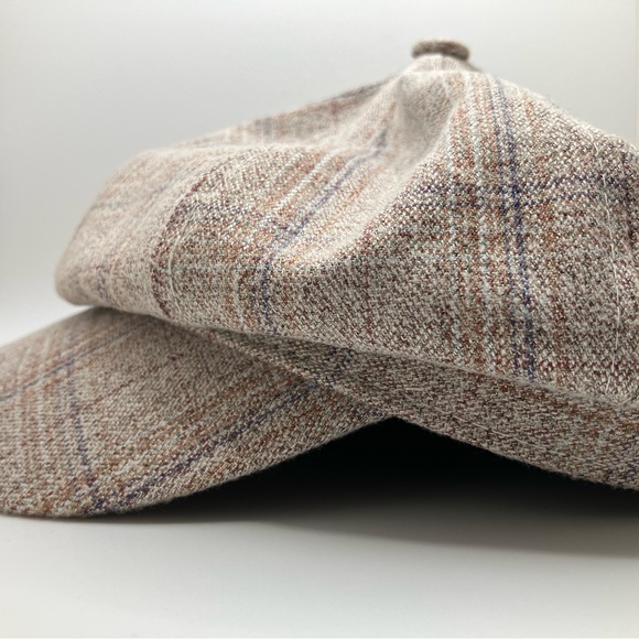 NWOT Cream/Plaid Retro Newsboy Hat - Picture 3 of 7